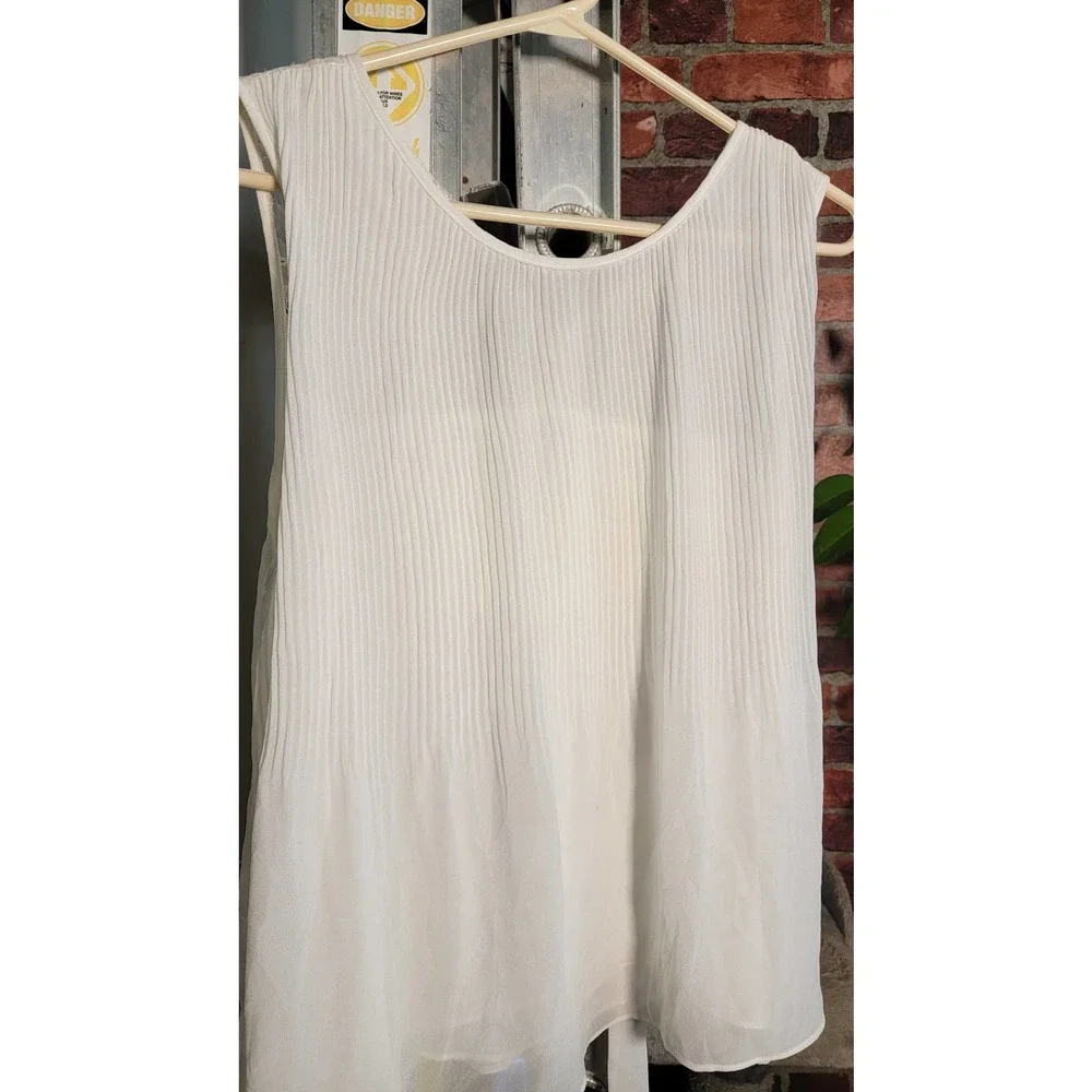 ZARA White Sleeveless Chiffon and Lace Women's Flare Top Size Small - Picture 5 of 7